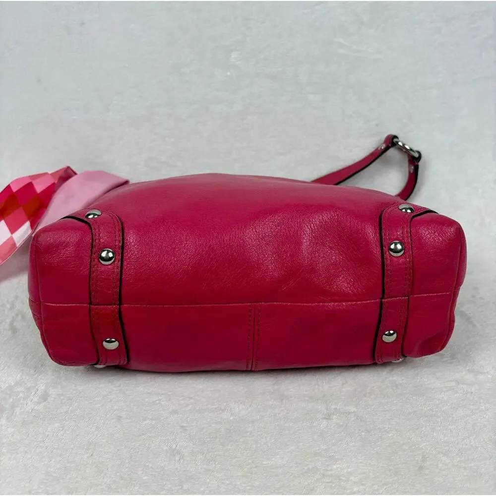 Coach Medium Y2K Carly in Fuchsia/Barbie Pink Pebbled Leather with Scarf